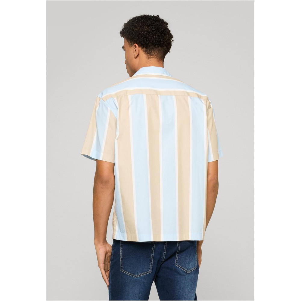 Urban Classics - Summer Stripe Resort Bluse - Beige/Blau